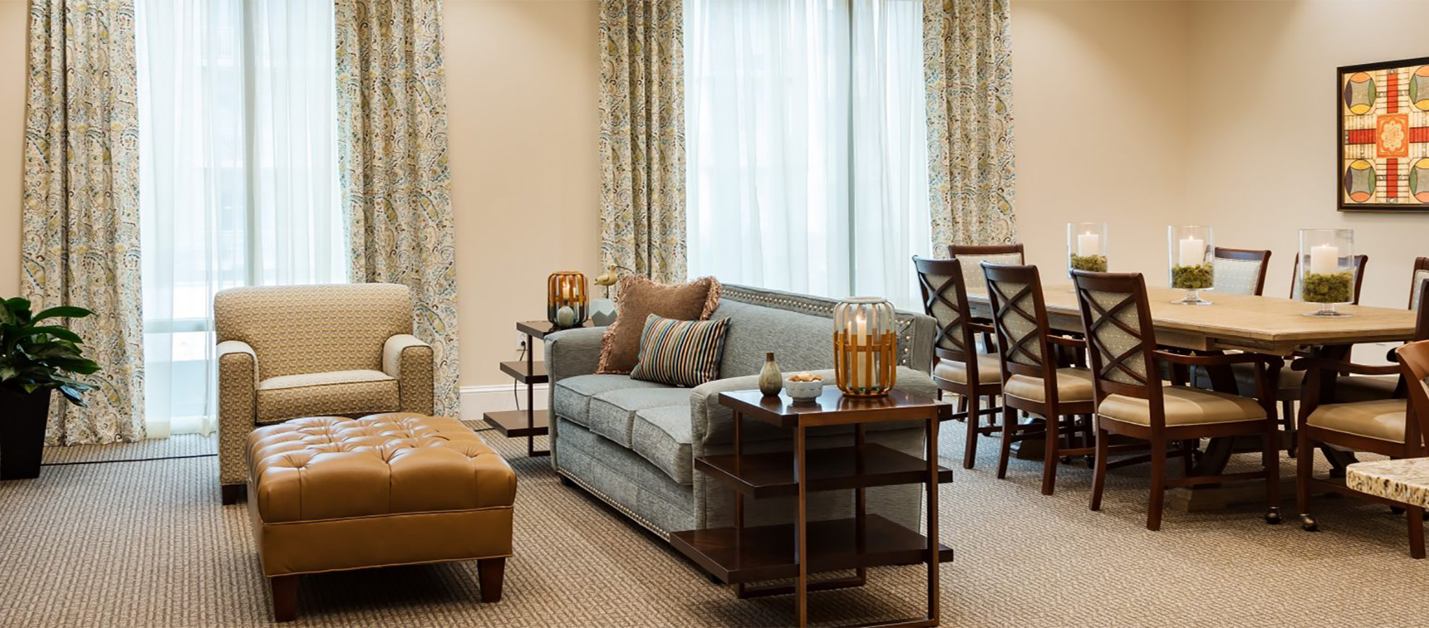 Spacious, well-appointed living area in the memory care section of The Cardinal.