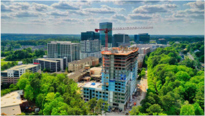 The Cardinal at North Hills east tower update from drone image, May 2022